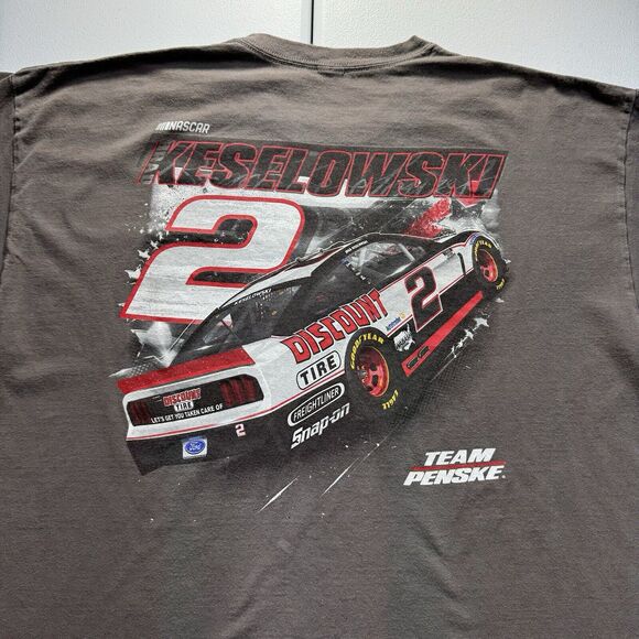 Team Penske Brad Keselowski‎ Nascar T-Shirt Men’s 2XL Gray Racing Ford 2 Y2K - Picture 1 of 8
